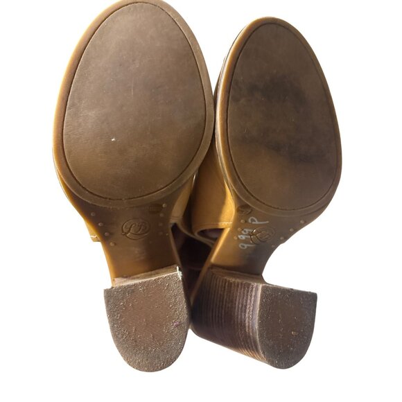 Lucky Brand Sz 10 Peep Toe Leather Block Heel Sandals - Picture 6 of 8